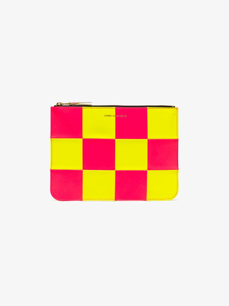 Yellow and Pink Fluo Leather Pouch