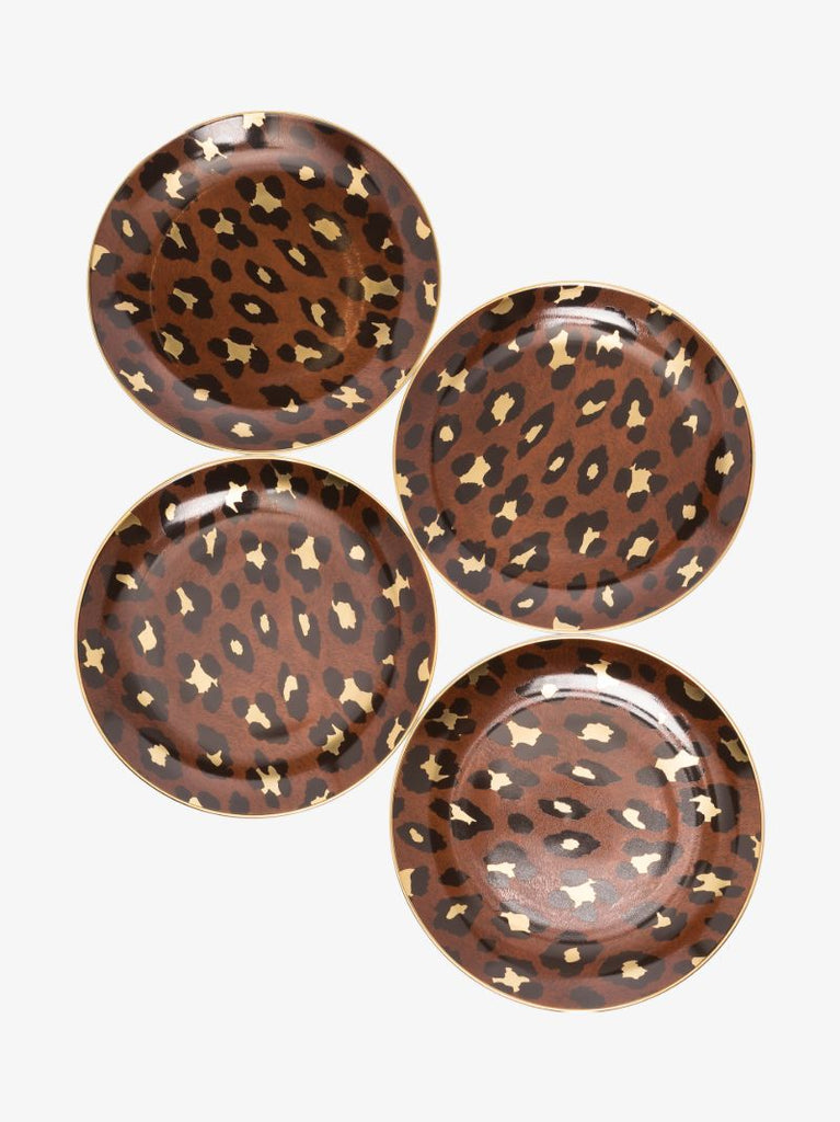 Brown Leopard Canape Plate Set