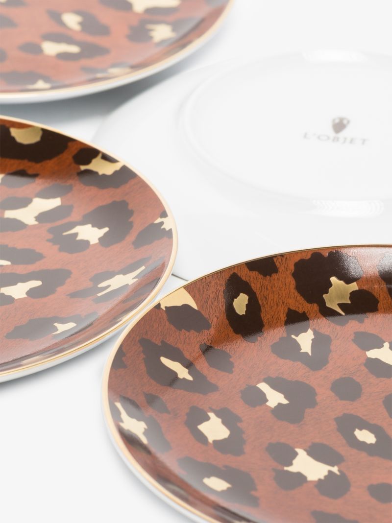 Brown Leopard Canape Plate Set