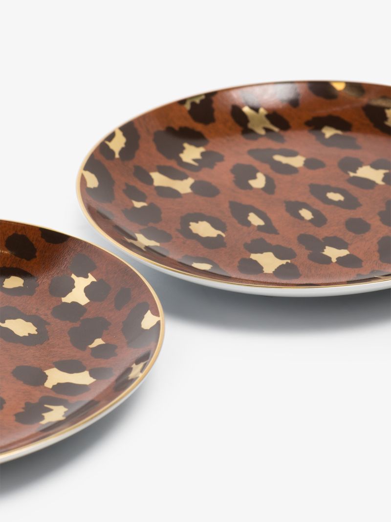 Brown Leopard Canape Plate Set