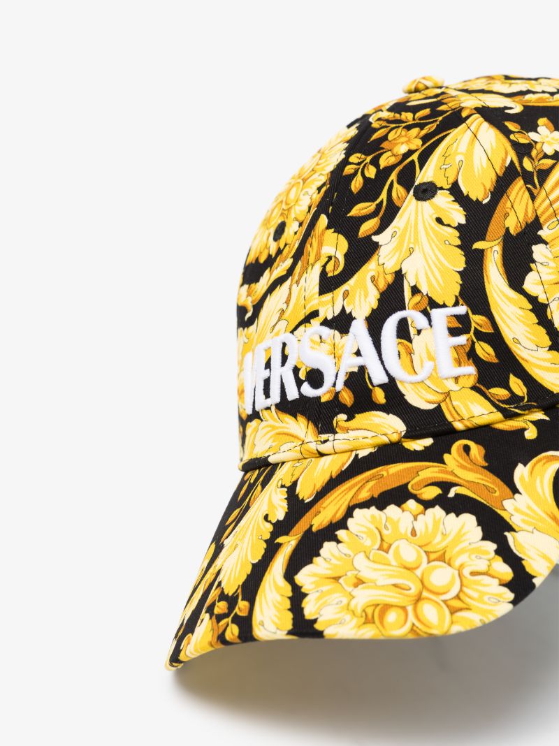 Black Baroque Print Logo Baseball Cap