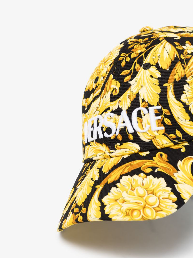 Black Baroque Print Logo Baseball Cap