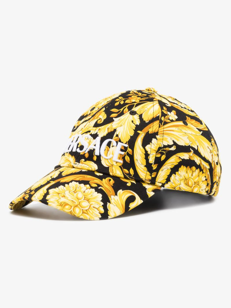 Black Baroque Print Logo Baseball Cap