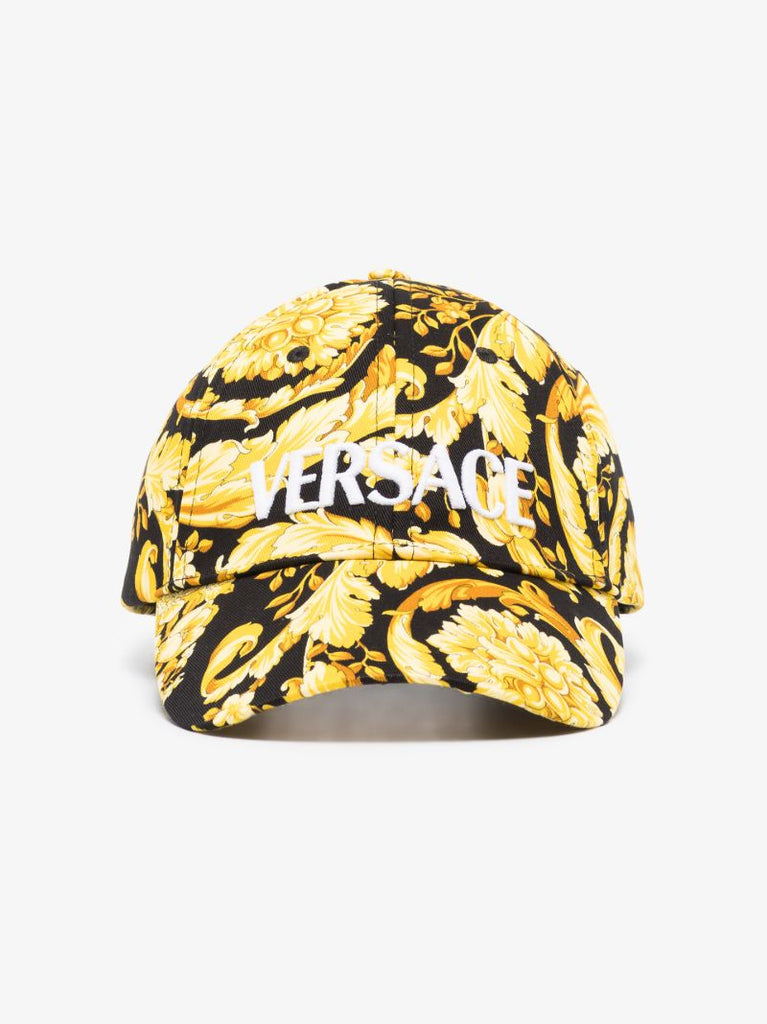 Black Baroque Print Logo Baseball Cap