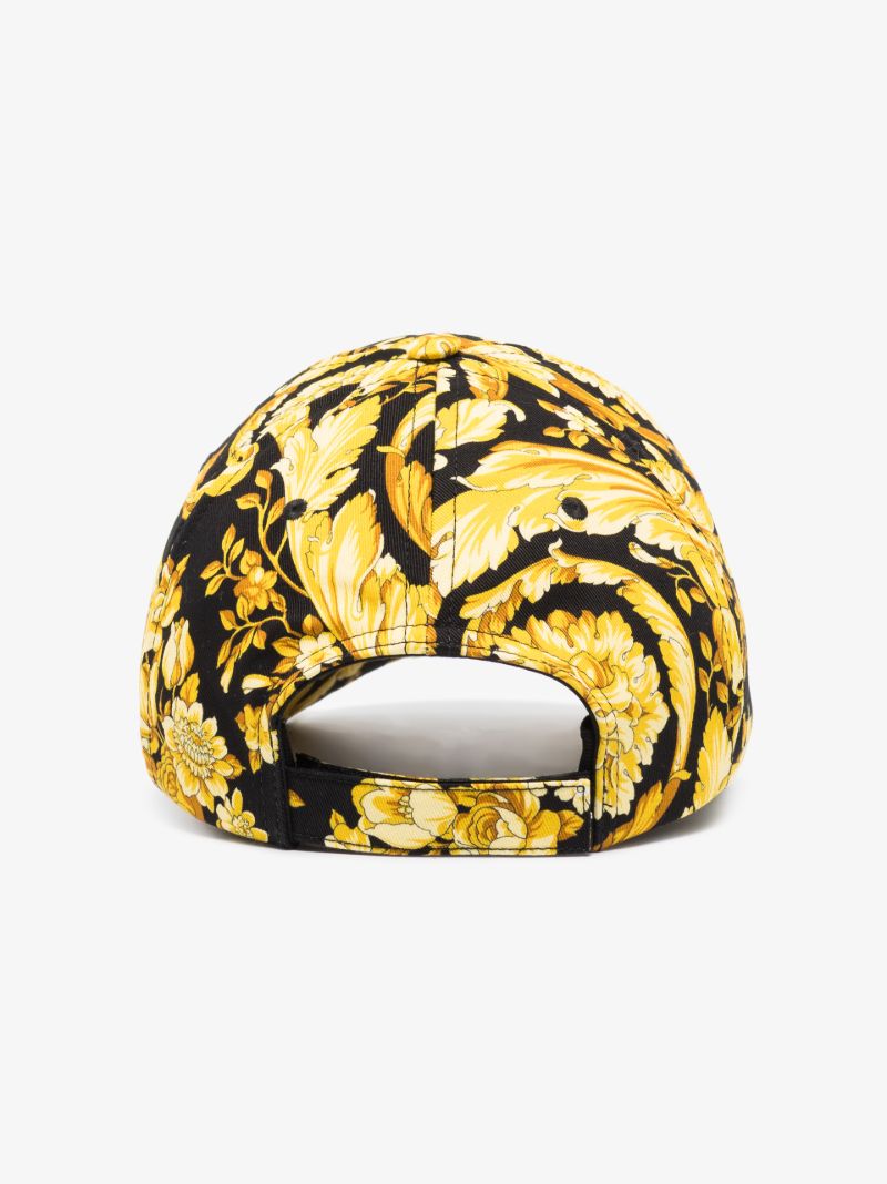 Black Baroque Print Logo Baseball Cap