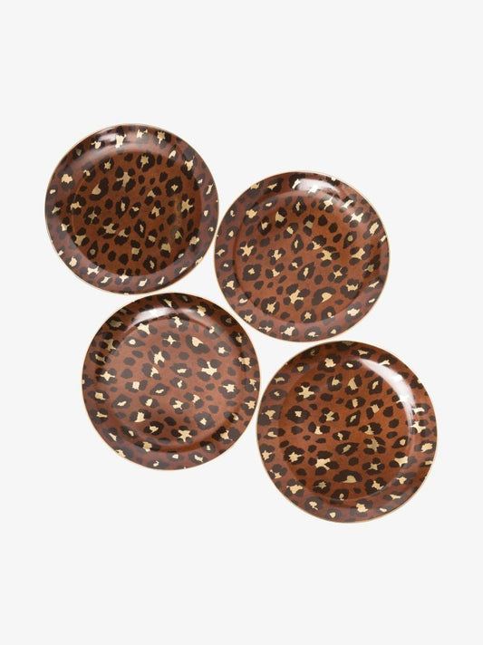 Brown Leopard Dessert Plate Set