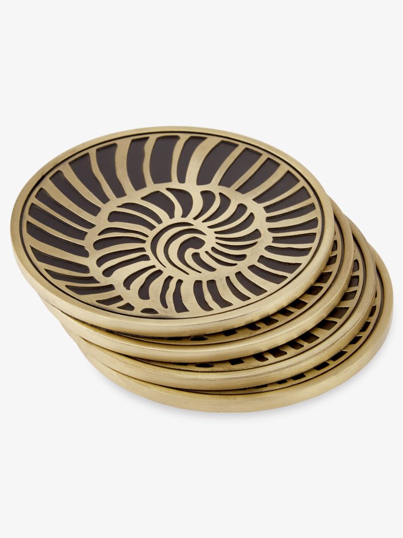 Black and Gold-plated Seashell Coaster Set