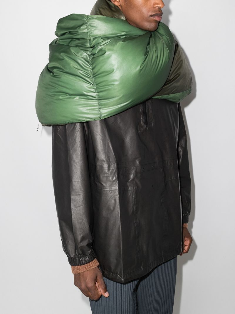 Green and Brown Puffer Scarf
