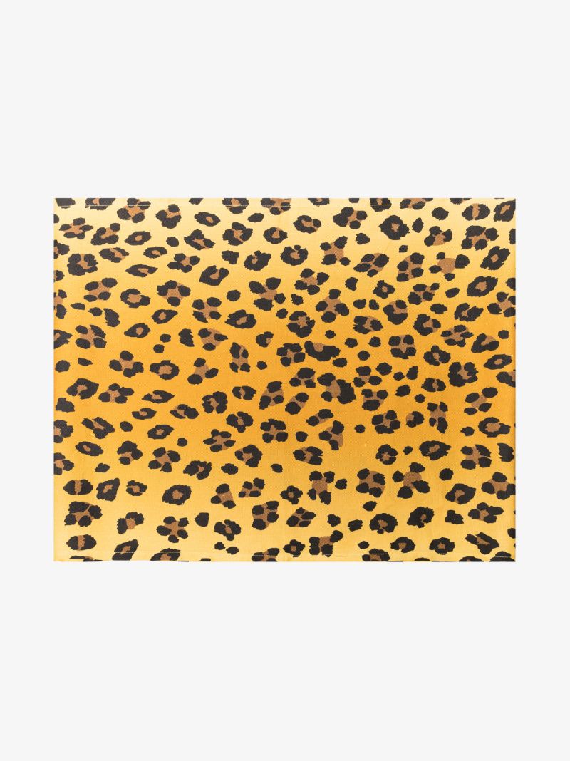 Yellow Leopard Print Linen Table Runner