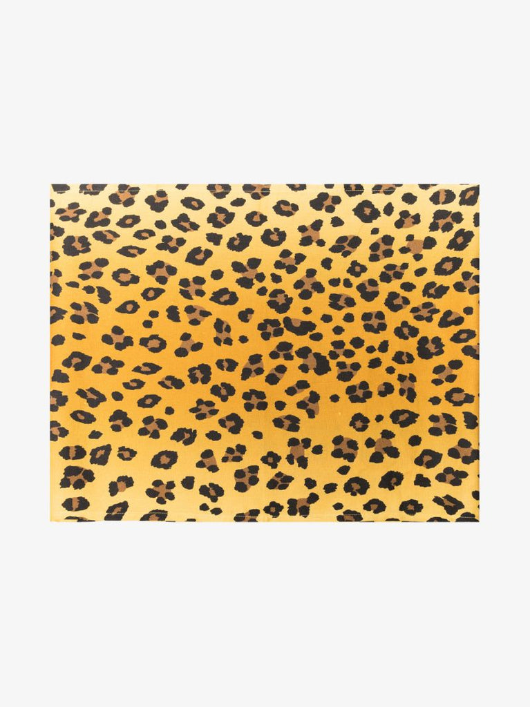 Yellow Leopard Print Linen Table Runner