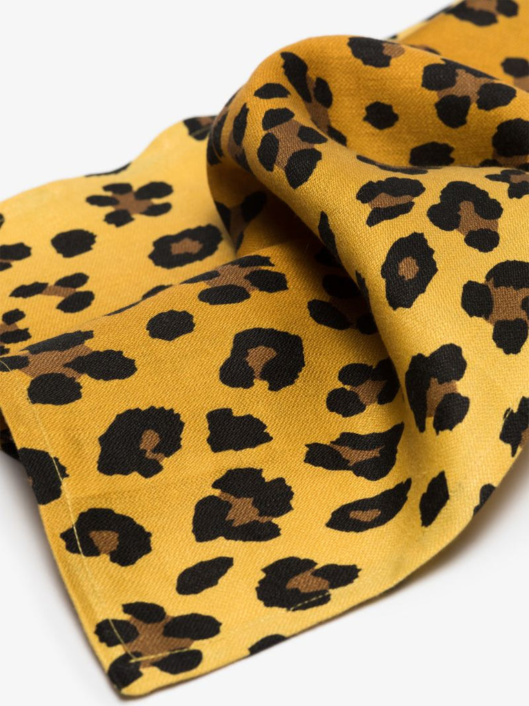 Yellow Leopard Print Linen Table Runner