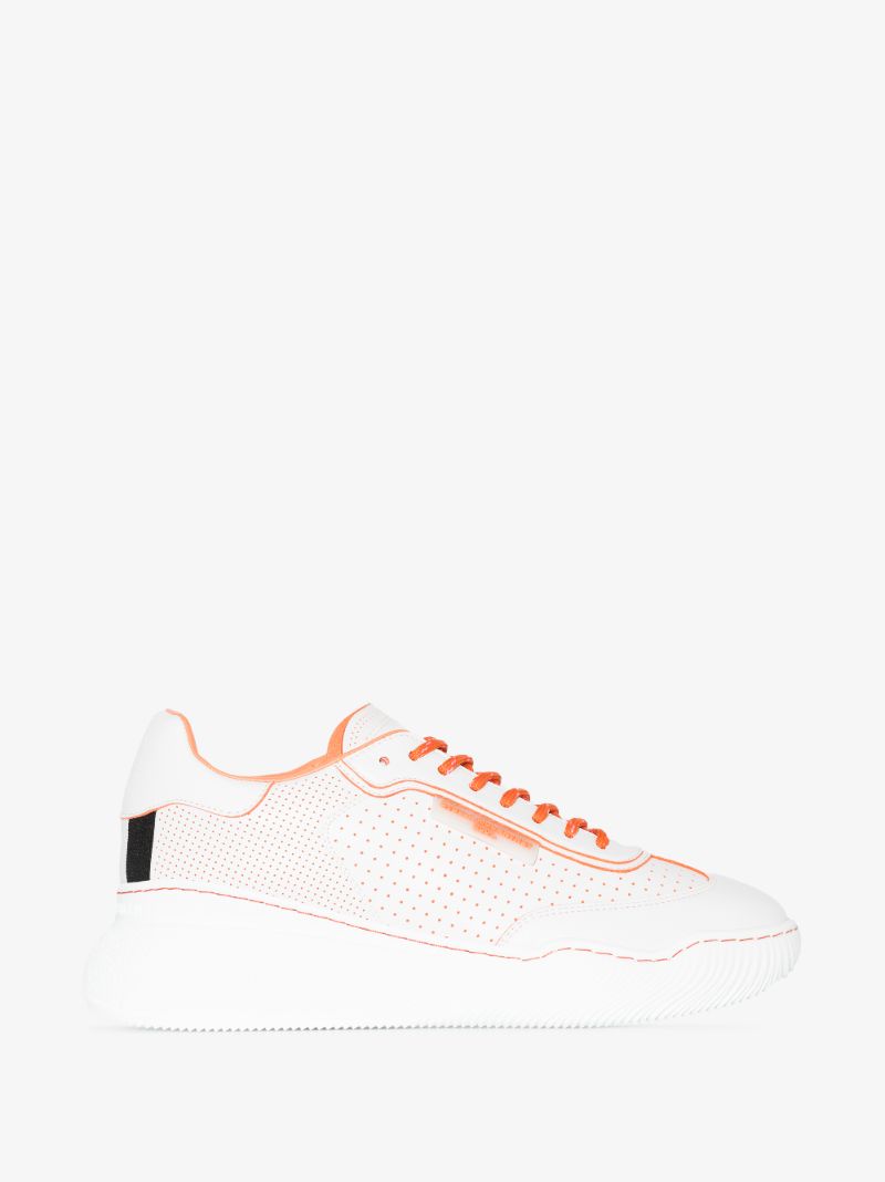 White Loop Faux Leather Sneakers
