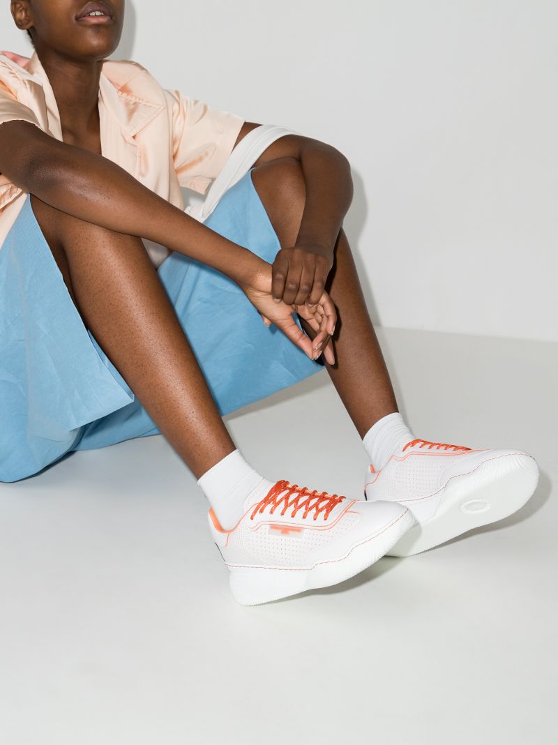 White Loop Faux Leather Sneakers