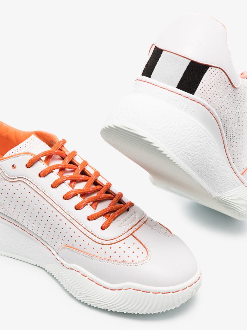White Loop Faux Leather Sneakers