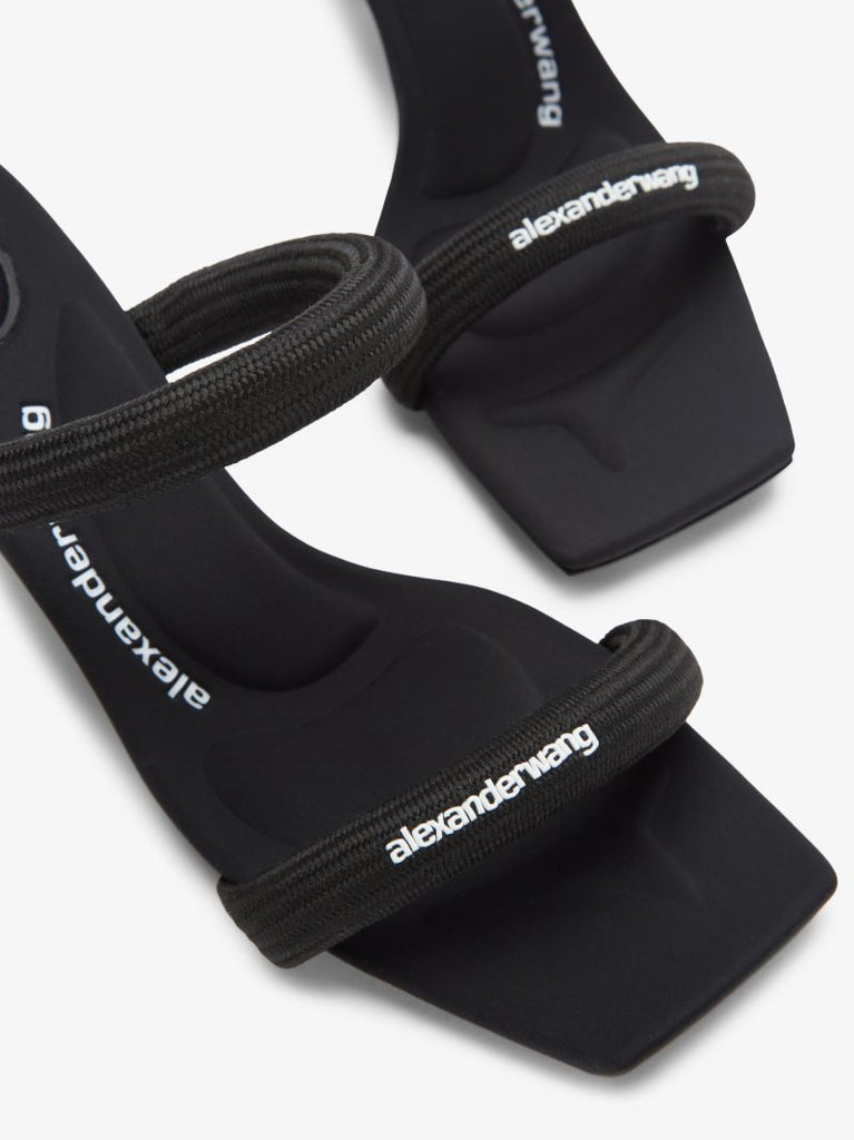 Black Jessie 55 Tubular Leather Sandals