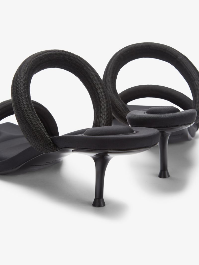 Black Jessie 55 Tubular Leather Sandals