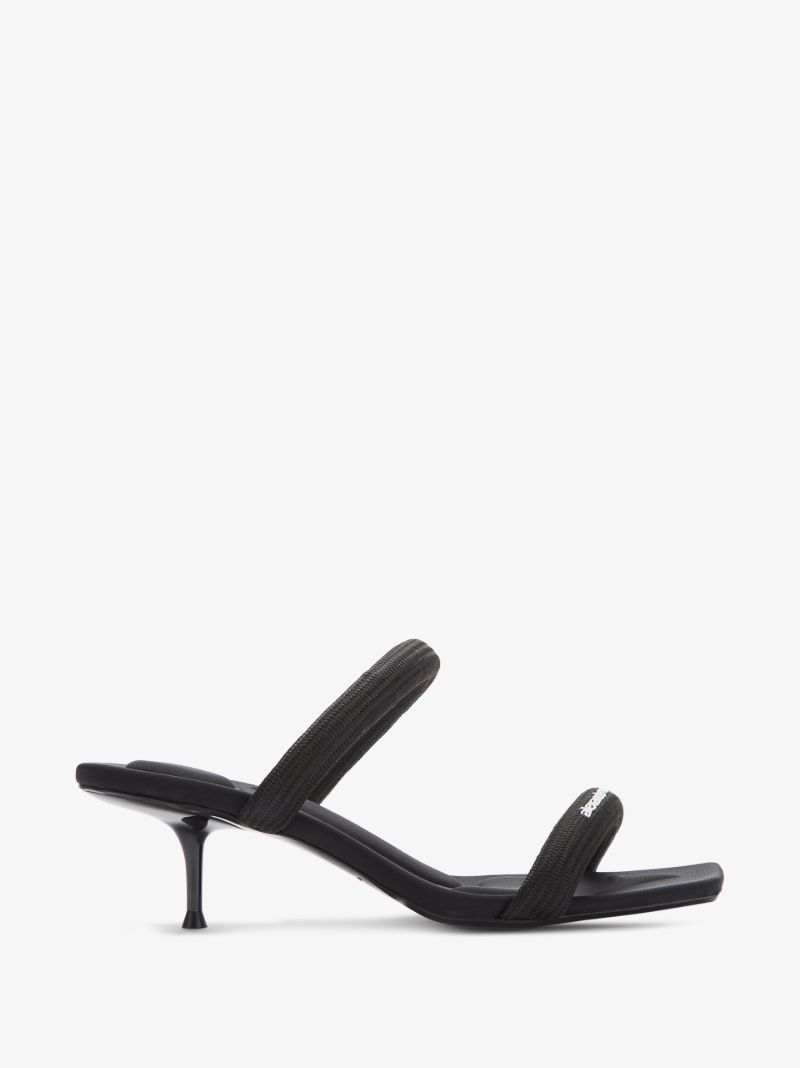 Black Jessie 55 Tubular Leather Sandals