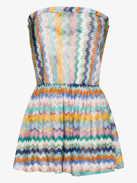 Zip-zag Pattern Mini Dress
