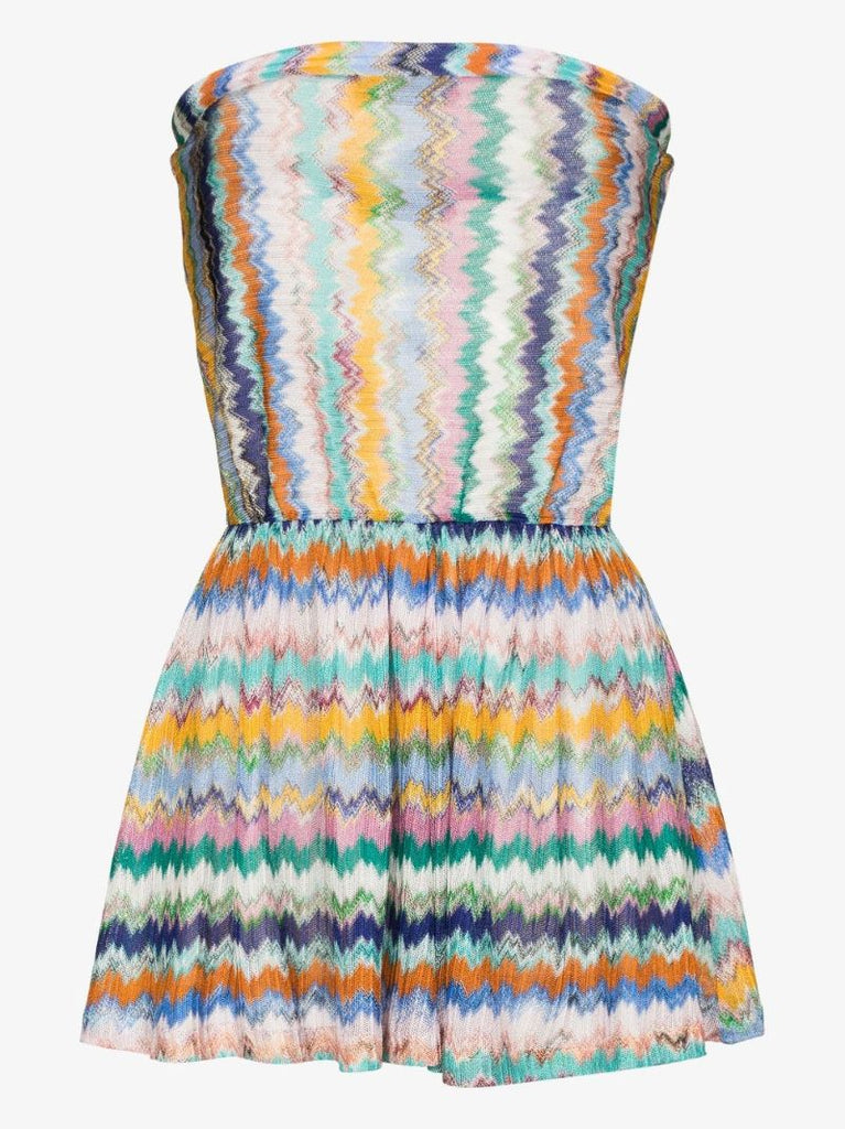 Zip-zag Pattern Mini Dress