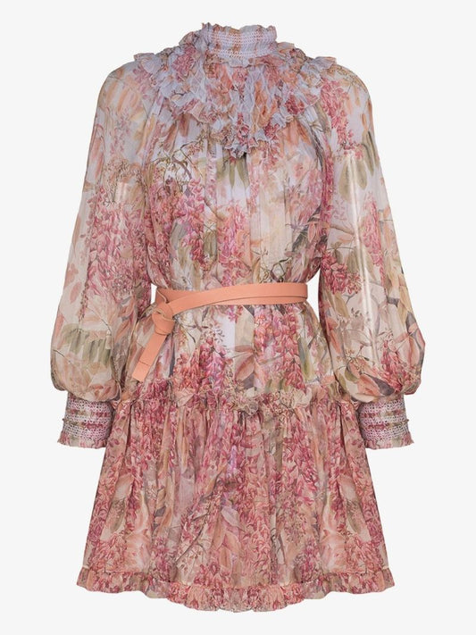 Botanica Floral Print Silk Mini Dress