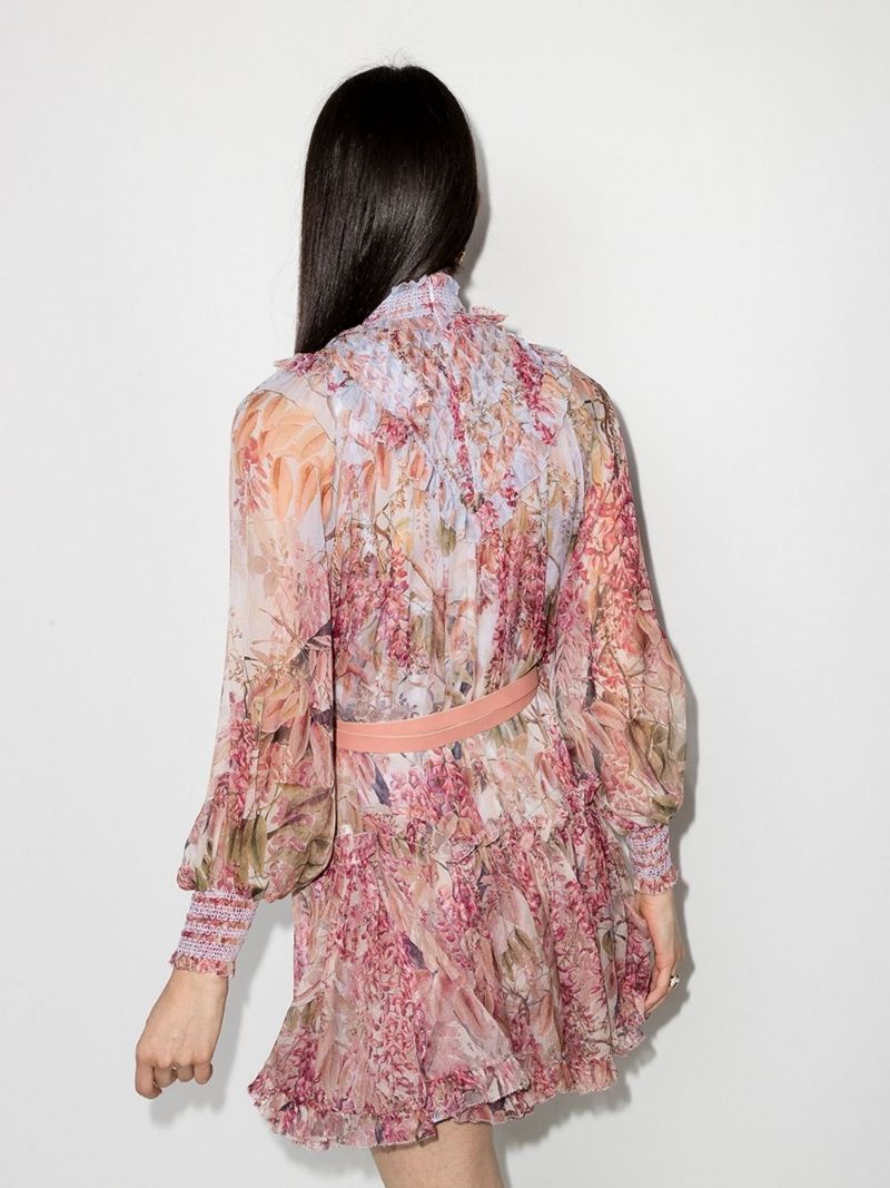 Botanica Floral Print Silk Mini Dress