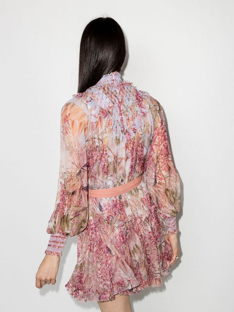 Botanica Floral Print Silk Mini Dress