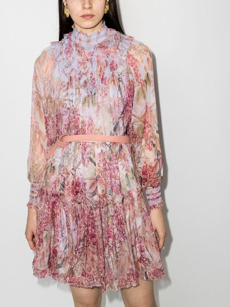 Botanica Floral Print Silk Mini Dress