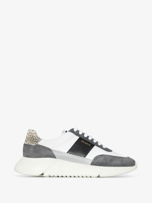 White and Black Genesis Low Top Sneakers