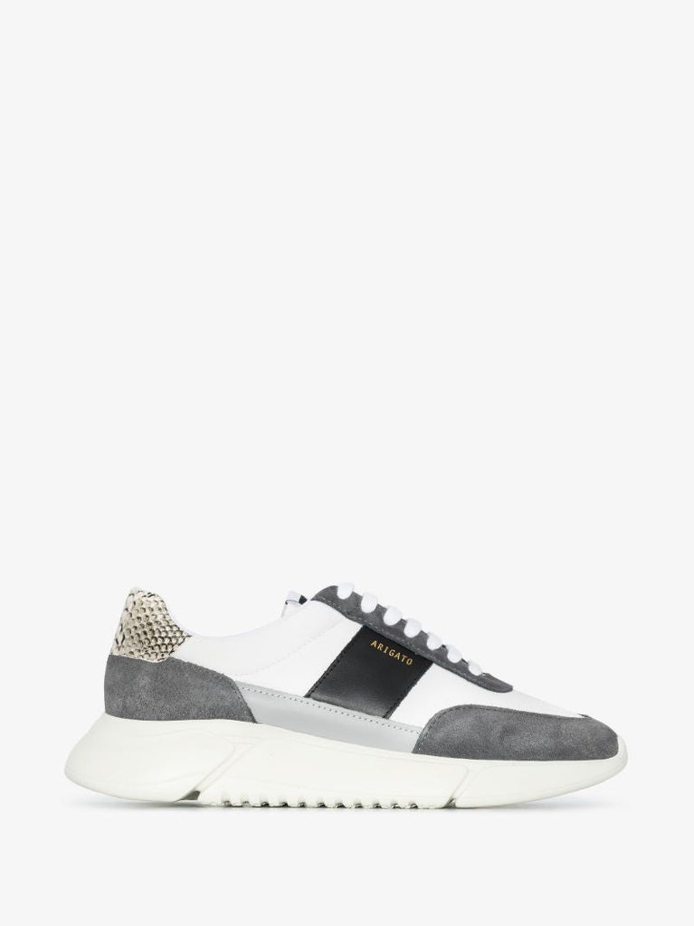White and Black Genesis Low Top Sneakers