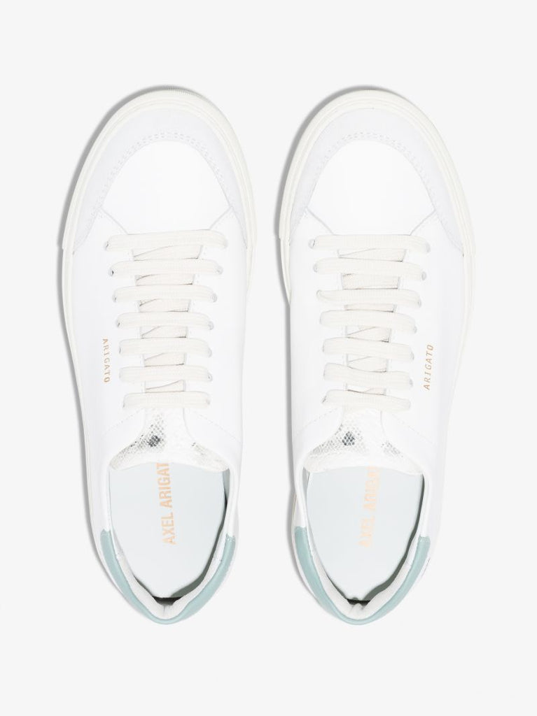 White and Blue Clean 90 Leather Sneakers