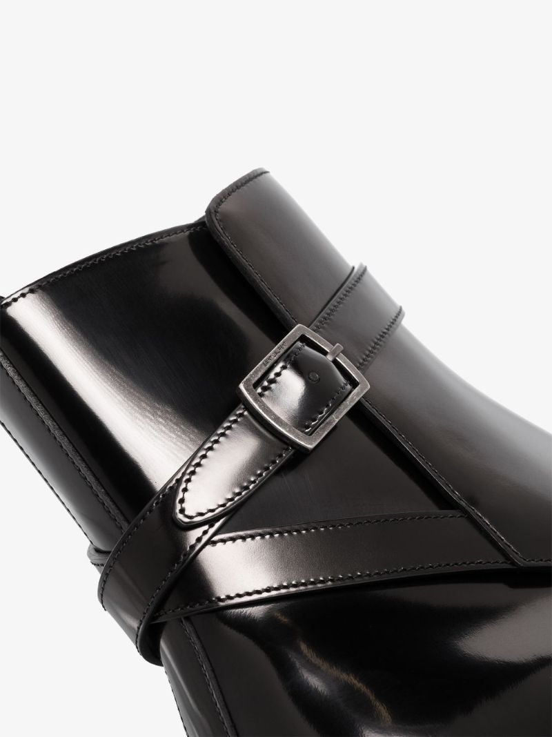 Black Army Leather Ankle Boots
