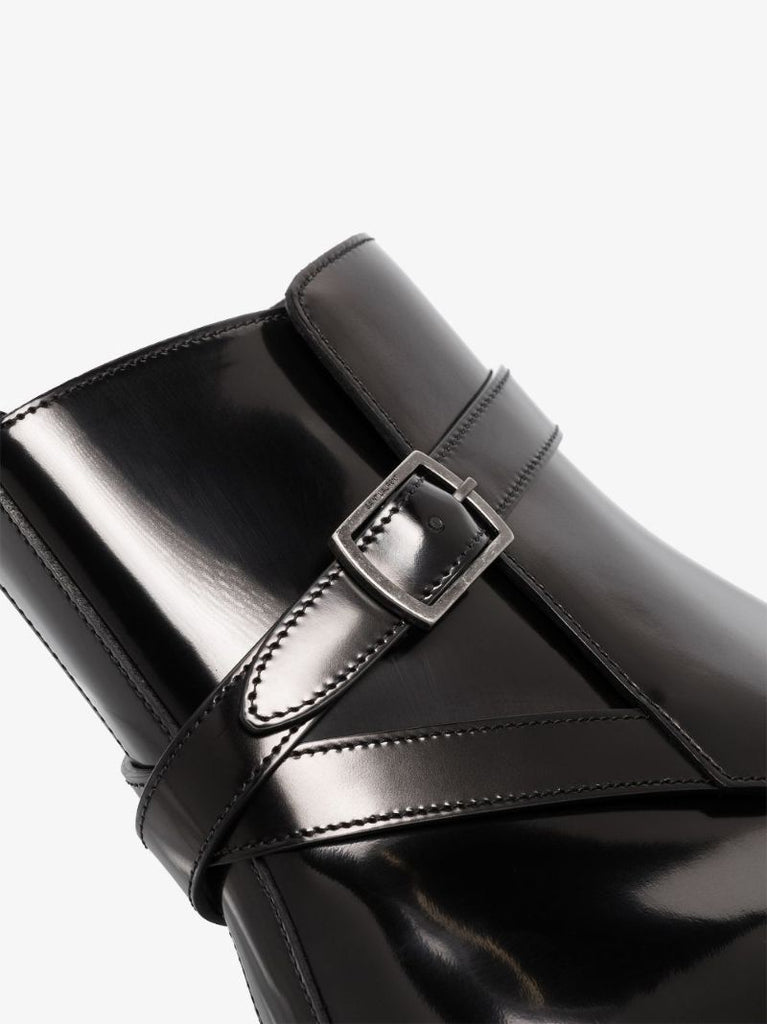 Black Army Leather Ankle Boots