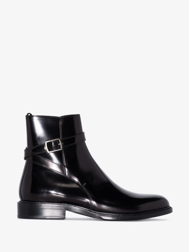 Black Army Leather Ankle Boots