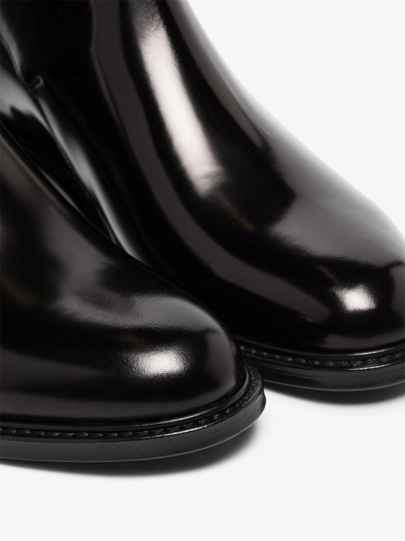 Black Army Leather Ankle Boots