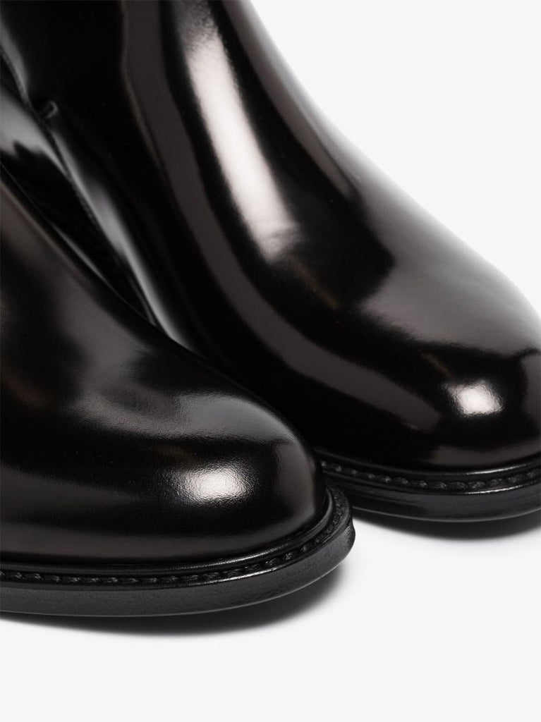 Black Army Leather Ankle Boots