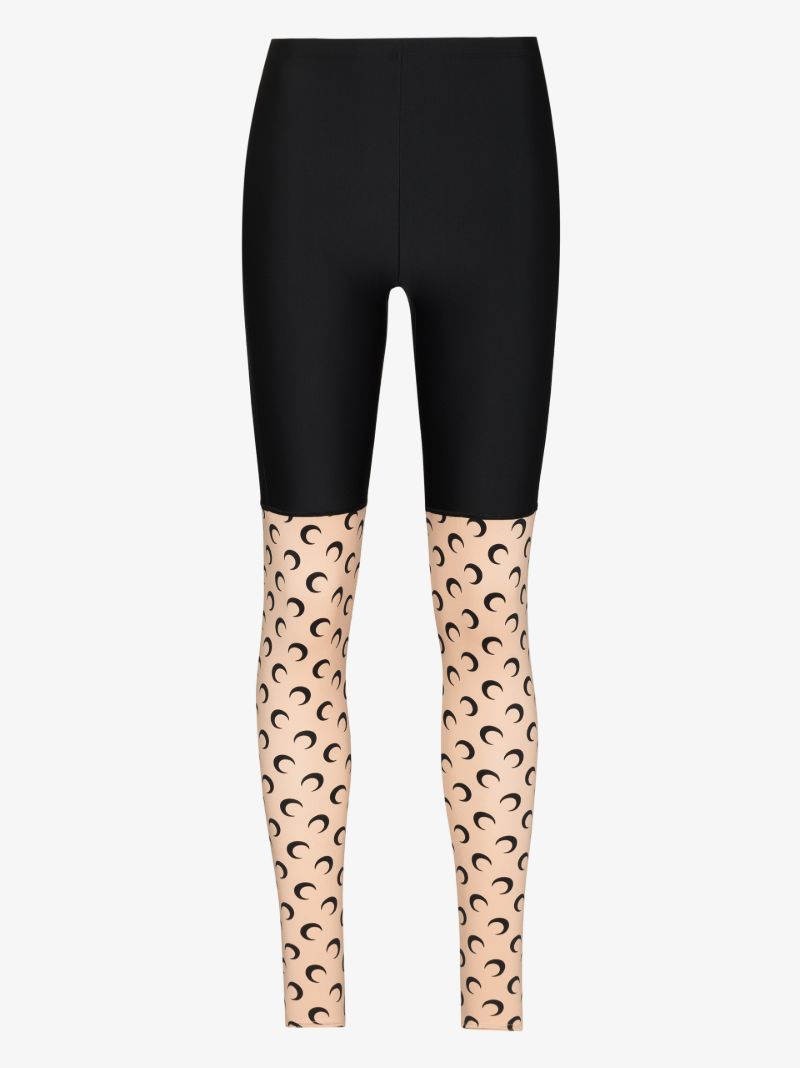 Trompe L'oeil Crescent Moon Print Leggings