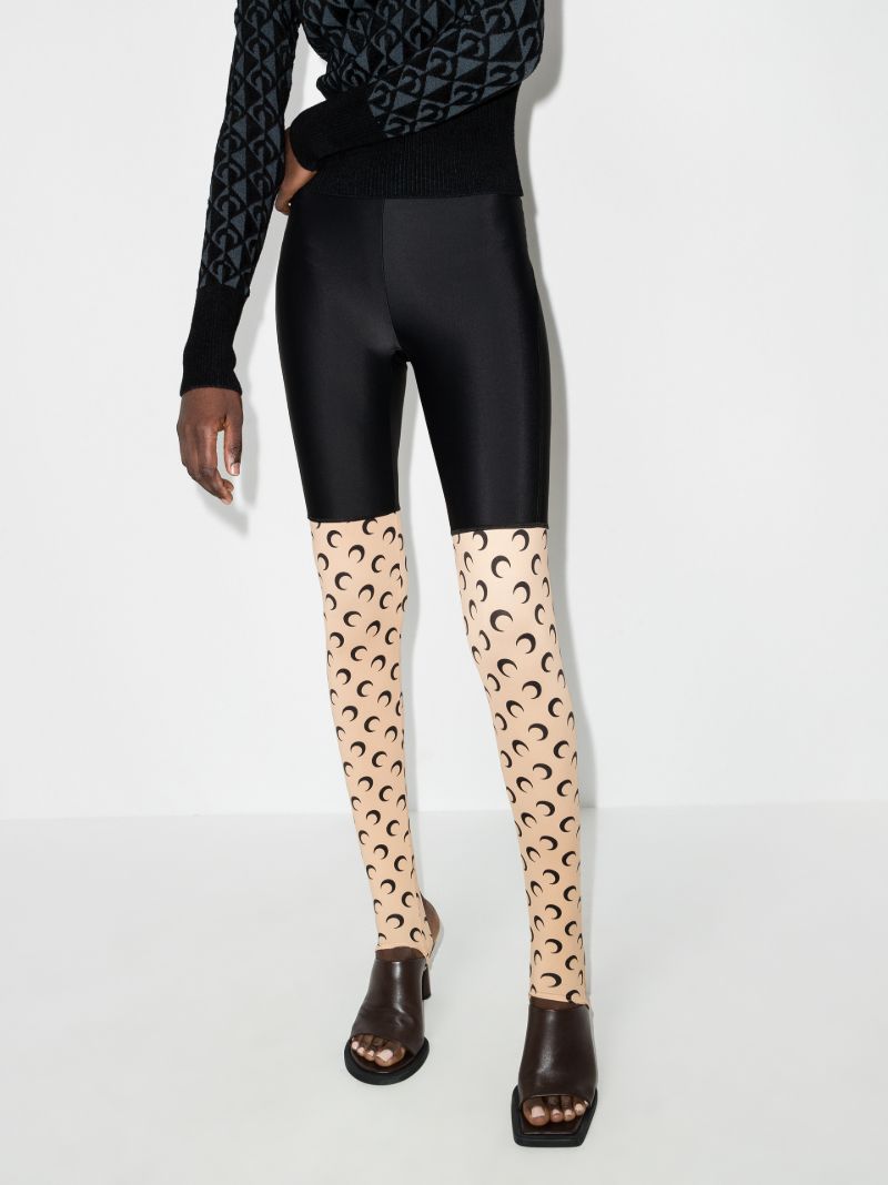 Trompe L'oeil Crescent Moon Print Leggings