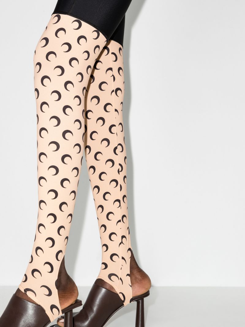 Trompe L'oeil Crescent Moon Print Leggings