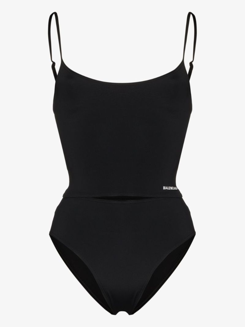 Black Logo Print Tank Bikini