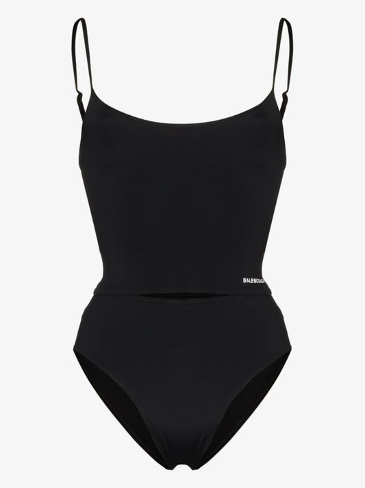 Black Logo Print Tank Bikini