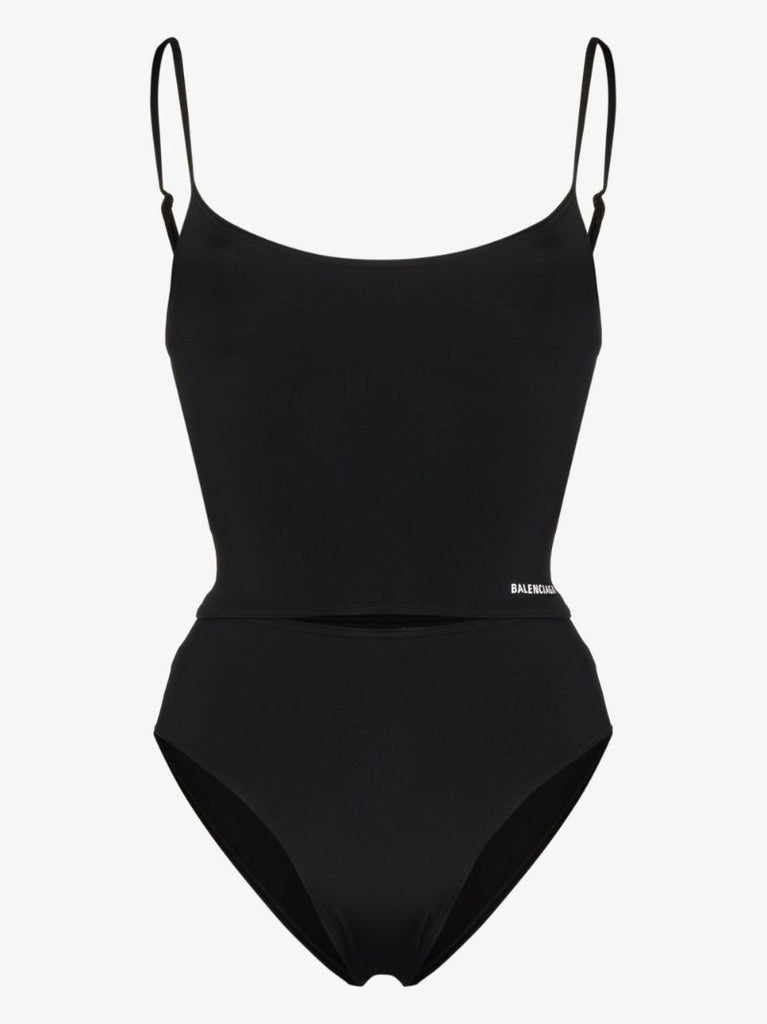 Black Logo Print Tank Bikini
