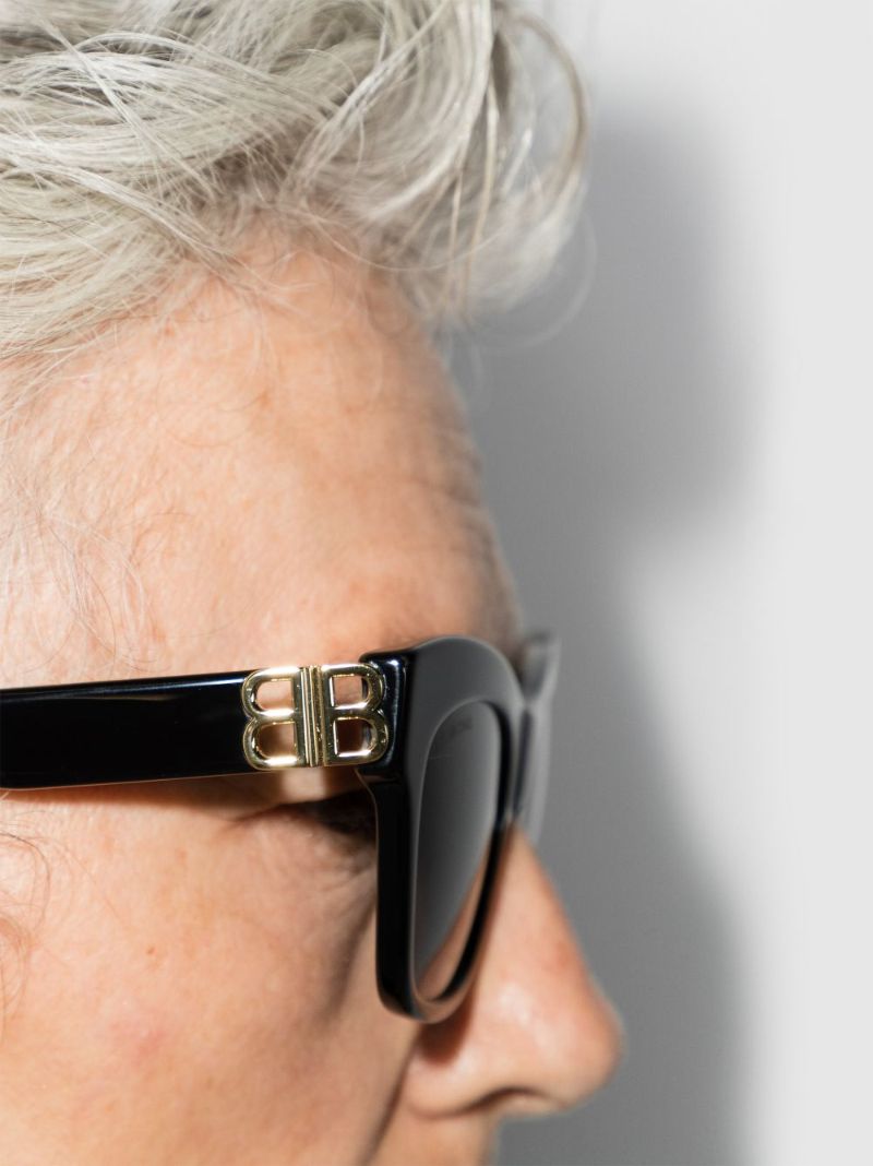 Black Cat Eye Logo Sunglasses