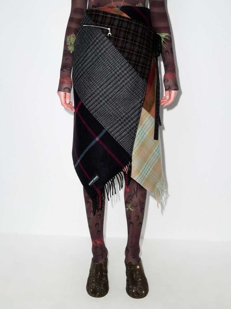 Regenerated Tartan Wool Midi Skirt