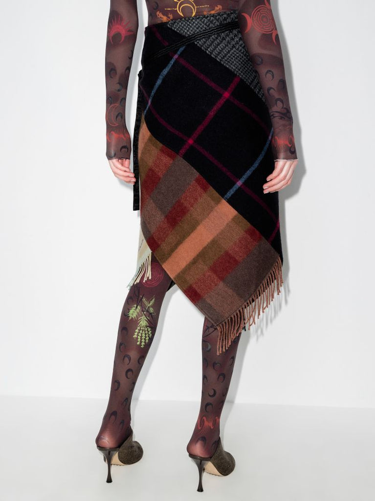 Regenerated Tartan Wool Midi Skirt