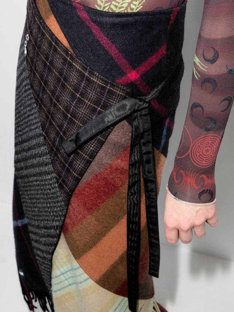 Regenerated Tartan Wool Midi Skirt