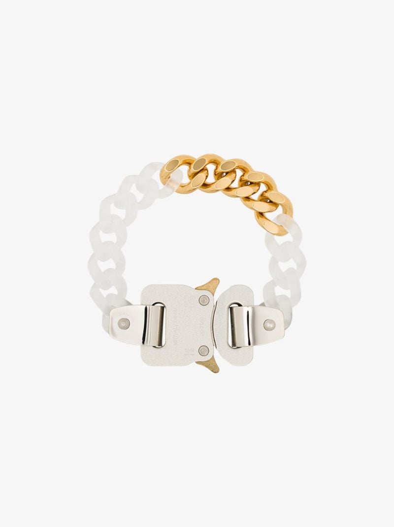 Gold Tone and White Buckle Bracelet