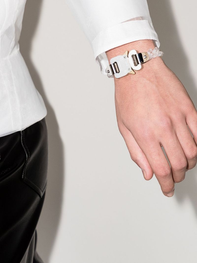 Gold Tone and White Buckle Bracelet
