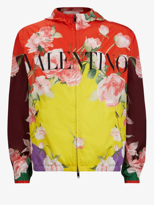Multicoloured Floral Print Hooded Jacket