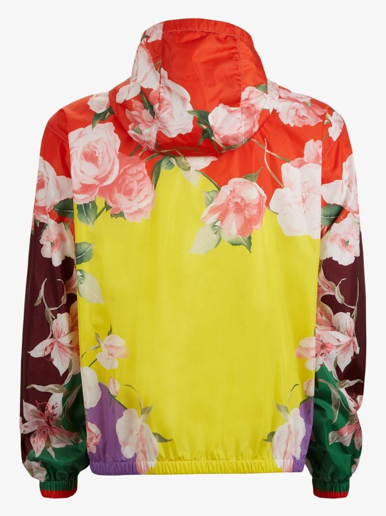 Multicoloured Floral Print Hooded Jacket