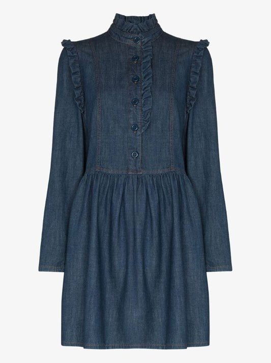 Ruffle-trim Denim Dress